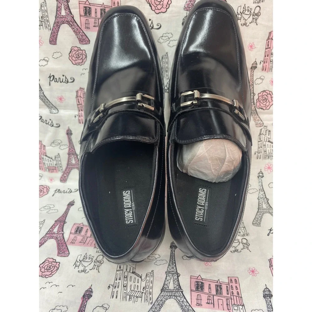 Stacy Adams Mens Black Leather Bit Loafers Dress Shoes 20133-001 Size 10M